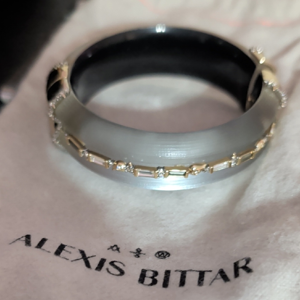 Alexis Bittar NWOT Grey Lucite Hinged Bracelet